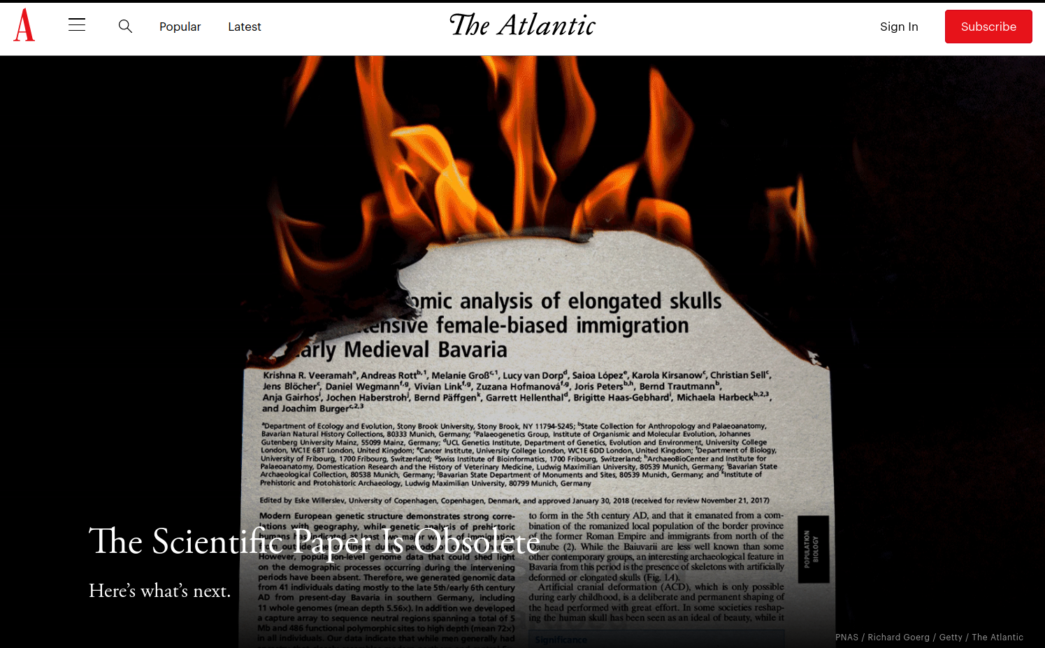 The Atlantic - The Scientific Paper is Obsolete
